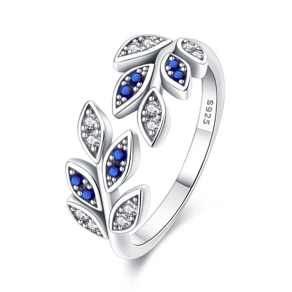 Blue Leaf Adjustable Ring - Picture 1 of 6